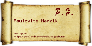 Paulovits Henrik névjegykártya